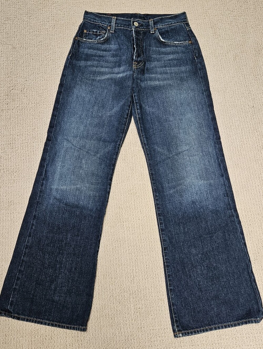 7 For All Mankind Relaxed Wide Leg Bootcut Jeans 100% Cotton Button Fly Vintage